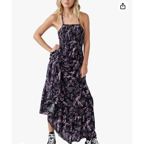 Free People Heat Wave Printed Maxi Dark Midnight Combo Small​ - Picture 1 of 7
